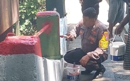 Polresta Malang Kota Bersama Warga Cat Jembatan Merah Putih Presisi, Perkuat Sinergi dan Kamtibmas