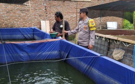 Polres Ngawi Gelorakan Swasembada Pangan, Dampingi Warga Budidaya Ikan Lele