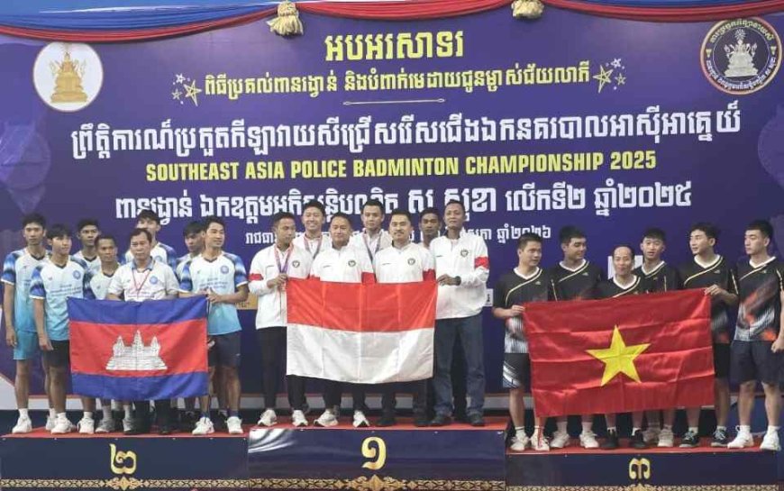 Tim Bulutangkis Polri Raih 4 Medali Emas dan 2 Perak SEA Police Badminton Championship 2026 di Kamboja