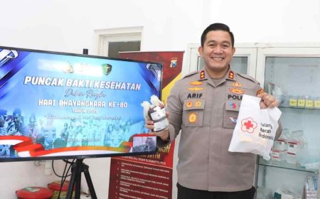 Bakti Kesehatan Donor Darah Hari Bhayangkara ke-80 Tahun 2026, Polres Lamongan Himpun 84 Kantong Darah