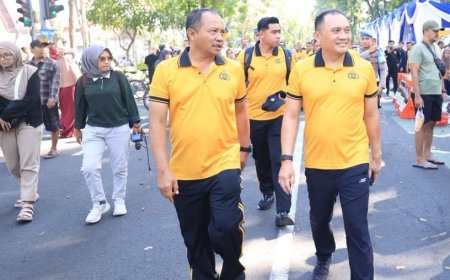 Hari Bhayangkara ke-80, Polda Jatim Meriahkan CFD Taman Bungkul  Semarak Lomba Mewarnai hingga Dapur Lapangan Gratis