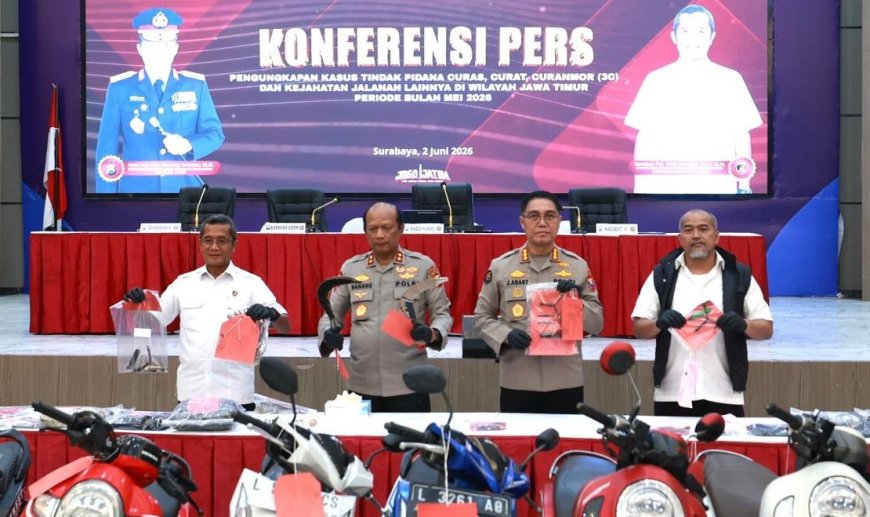 Polda Jatim Ungkap 320 Kasus 3C dan Kejahatan Jalanan Selama Mei 2026