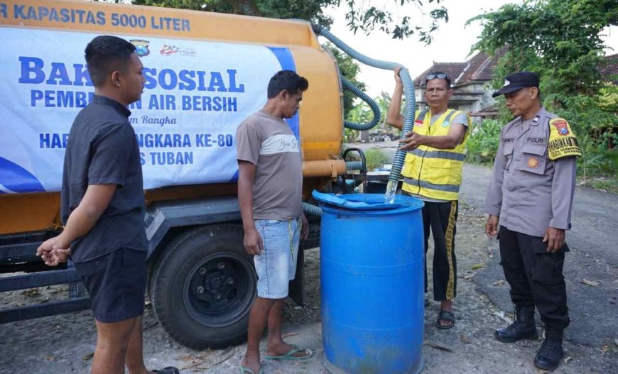 Polres Tuban Gelar Baksos Sambut Hari Bhayangkara ke 80, Droping 40 Ribu Liter Air Bersih di 3 Desa