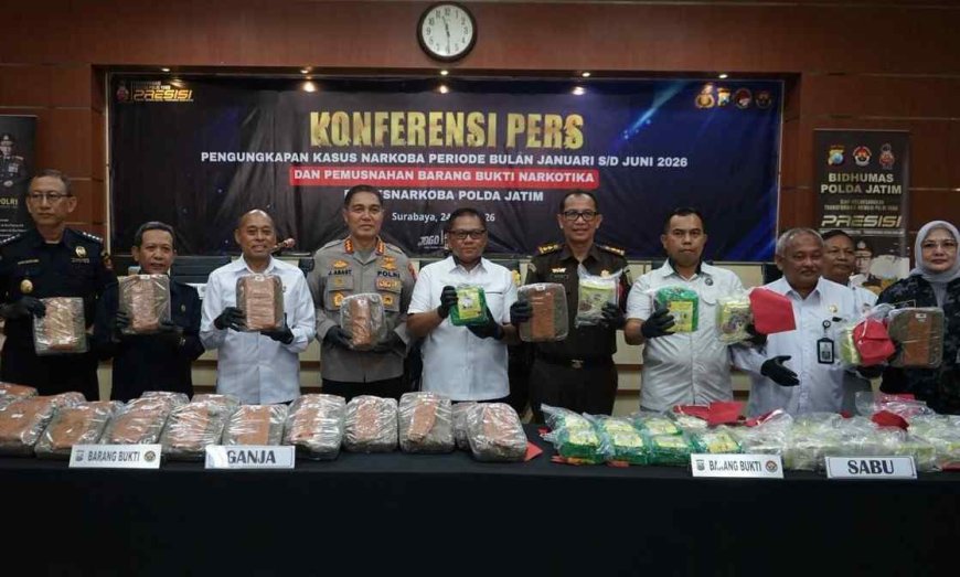 Polda Jatim Ungkap 3.157 Kasus Narkoba Semester I Tahun 2026, Selamatkan 2,79 Juta Jiwa dari Bahaya Narkotika
