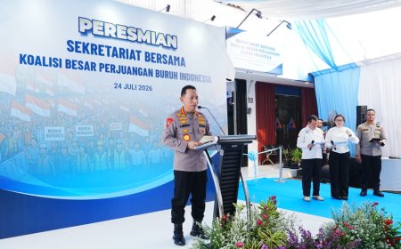 Kapolri Meresmikan Sekretariat Bersama Koalisi Besar Perjuangan Buruh Indonesia