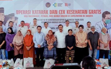 Peringati Agustusan, Kemenimipas Salurkan Bansos Sembako kepada 81 Peserta Pemeriksaan Katarak