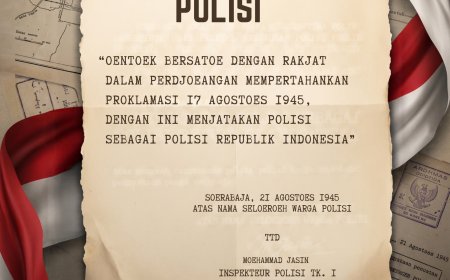 21 Agustus 1945 Inspektur Polisi Kleas I Moehammad  Jasim Pimpin Pasukan Polisi Istimewa di Surabaya
