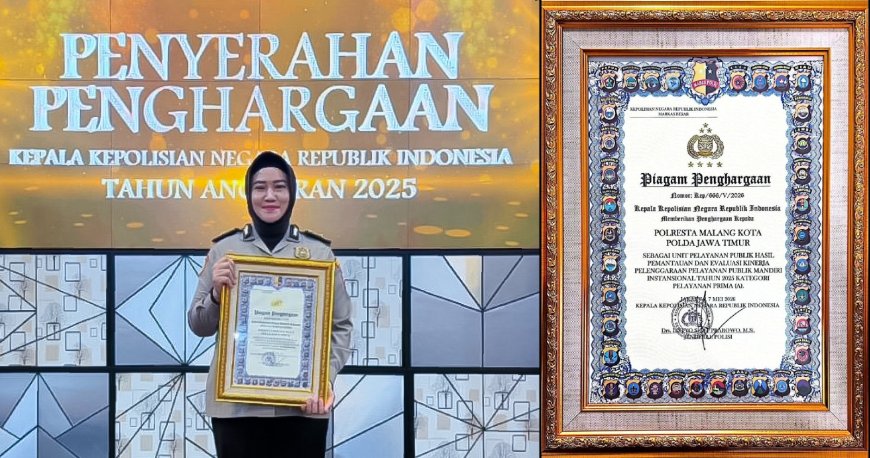 Polresta Malang Kota Terima Penghargaan Pelayanan Publik Kapolri