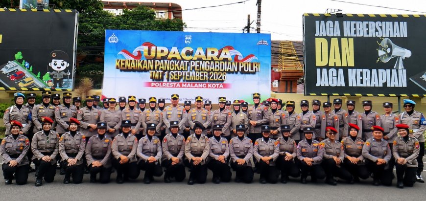 33 Tahun Mengabdi, Polwan Polresta Malang Kota Naik Pangkat di HUT ke-78 Polwan RI
